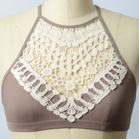 Crochet Lace High Neck Bralette Other - Chrochet Lace High Neck Bralette
